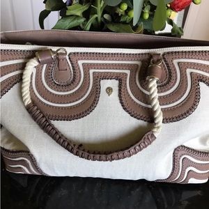 Helen Kaminsky Tote Bag EUC Leather/ Canvass Rope Handles P19
